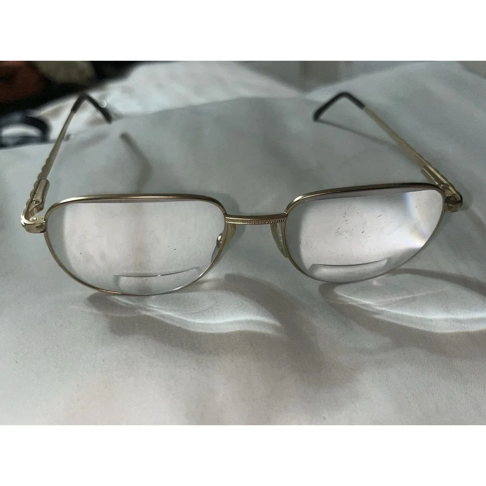 Vintage 80's Matte Gold Montreaux Premiere Aviator Pilot Eyeglasses 54-18-140